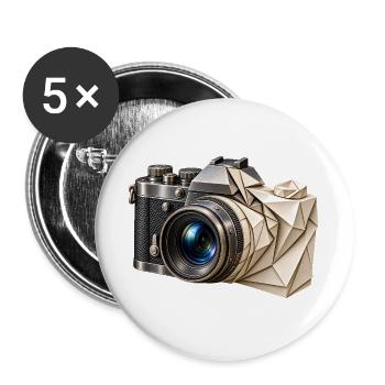 Origami-Kamera - Buttons groß 56 mm (5er Pack) - Weiß - Vorne