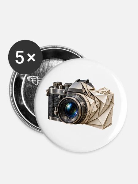 Origami-Kamera - Buttons groß 56 mm (5er Pack) - Weiß