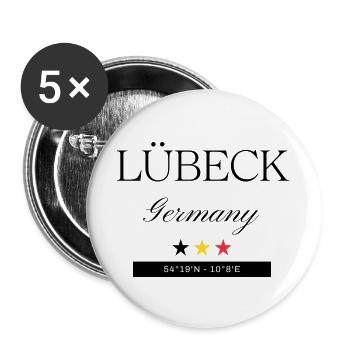 Lübeck Deutschland Souvenir – Reise minimalistisch - Buttons groß 56 mm (5er Pack) - Weiß - Vorne