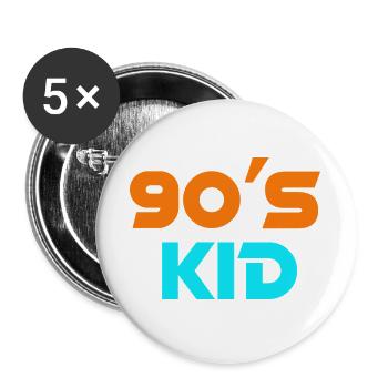 90er-Jahre-Kindernostalgie - Buttons groß 56 mm (5er Pack) - Weiß - Vorne