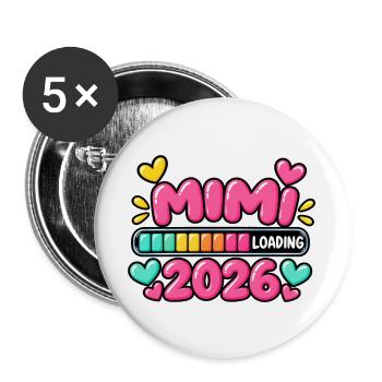 Mimi wird 2026 geladen – Neue Mimi-Ankündigung - Buttons groß 56 mm (5er Pack) - Weiß - Vorne