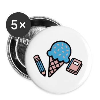 Eiscreme Buch Stift Icon - Buttons groß 56 mm (5er Pack) - Weiß - Vorne