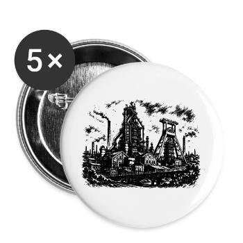 Ruhrpott Zeche - Buttons groß 56 mm (5er Pack) - Weiß - Vorne