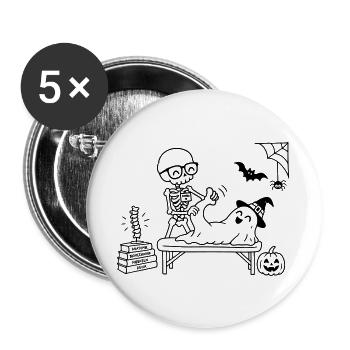 Physio Physiotherapeut Krankengymnastik Halloween - Buttons groß 56 mm (5er Pack) - Weiß - Vorne