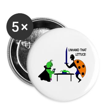 Lass den Salat los! – Blattlaus vs. Marienkäfer - Buttons groß 56 mm (5er Pack) - Weiß - Vorne