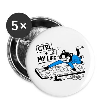 STRG + Z MEIN LEBEN – Geek-Katze und Humor - Buttons groß 56 mm (5er Pack) - Weiß - Vorne