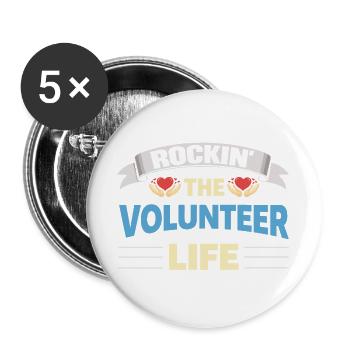 Rockin The Volunteer Life Ehrenamt Helfer - Buttons groß 56 mm (5er Pack) - Weiß - Vorne