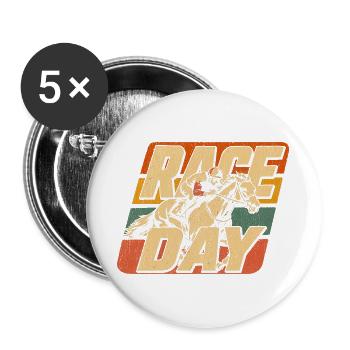 Renntag Retro Stil - Buttons groß 56 mm (5er Pack) - Weiß - Vorne