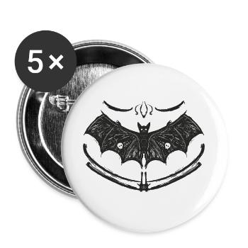 Nachtflügel und Dunkle Schädel - Buttons groß 56 mm (5er Pack) - Weiß - Vorne