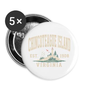 Chincoteague Insel Leuchtturm Retro - Buttons groß 56 mm (5er Pack) - Weiß - Vorne