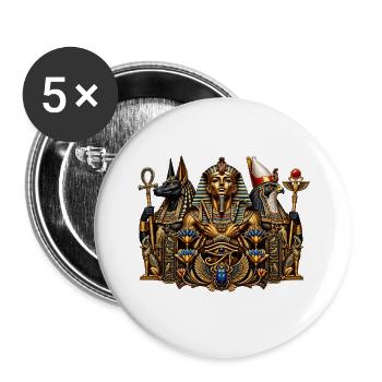 Pharao mit Anubis & Horus – Ägypten - Buttons groß 56 mm (5er Pack) - Weiß - Vorne