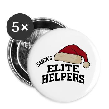 Santa Elite Helpers - Buttons groß 56 mm (5er Pack) - Weiß - Vorne