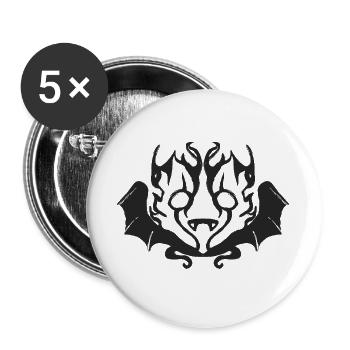 Dunkle Fledermausmaske - Buttons groß 56 mm (5er Pack) - Weiß - Vorne