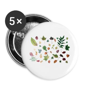 Blätter - Buttons groß 56 mm (5er Pack) - Weiß - Vorne