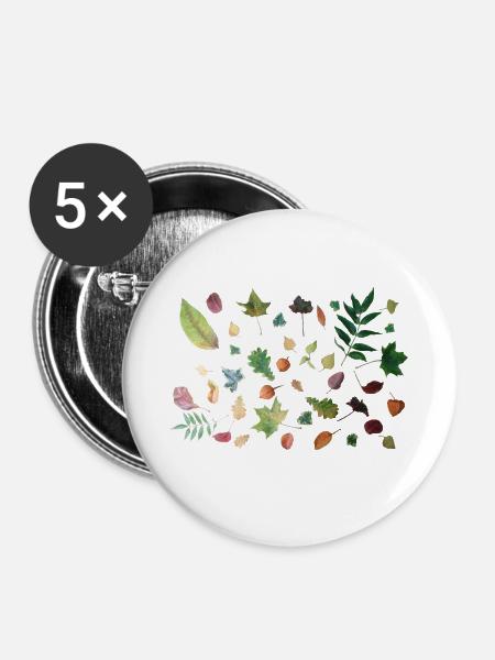 Blätter - Buttons groß 56 mm (5er Pack) - Weiß