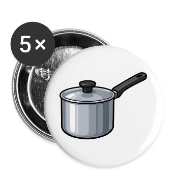 KüchenTopf Cartoon Design - Buttons groß 56 mm (5er Pack) - Weiß - Vorne