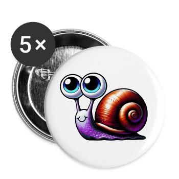 Schnecke - Buttons groß 56 mm (5er Pack) - Weiß - Vorne