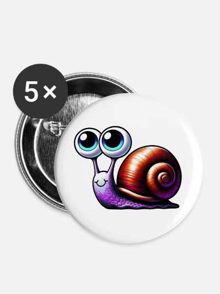 Schnecke - Buttons groß 56 mm (5er Pack) - Weiß