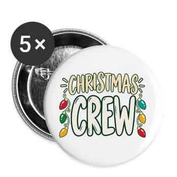 Christmas Crew – Weihnachten im Team - Buttons groß 56 mm (5er Pack) - Weiß - Vorne