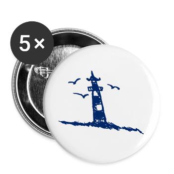Leuchtturm Ostsee Zeichnung - Buttons groß 56 mm (5er Pack) - Weiß - Vorne