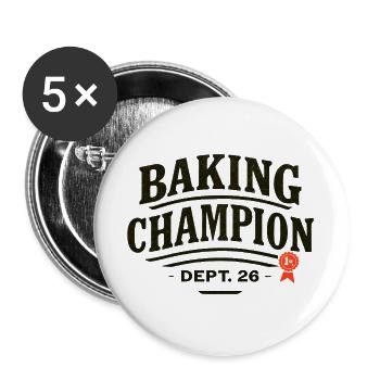 Backchampion Abzeichen – Dept 26 - Buttons groß 56 mm (5er Pack) - Weiß - Vorne