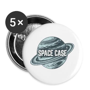 Space Case Planetenkreis Retro-Logo - Buttons groß 56 mm (5er Pack) - Weiß - Vorne
