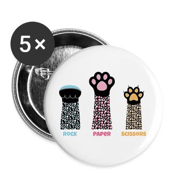 Pfotenabdruckflaschen Trio-Druck - Buttons groß 56 mm (5er Pack) - Weiß - Vorne