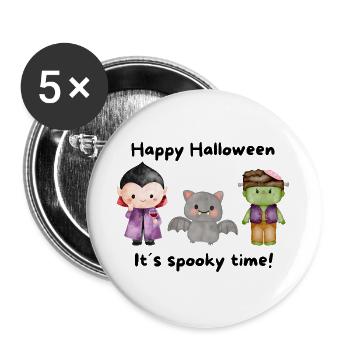 Halloween Design Spookey Freunde - Buttons groß 56 mm (5er Pack) - Weiß - Vorne