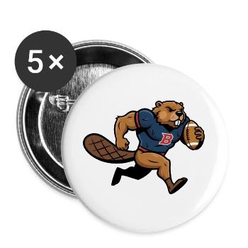 Lustiger Biber als American Football Spieler - Buttons groß 56 mm (5er Pack) - Weiß - Vorne