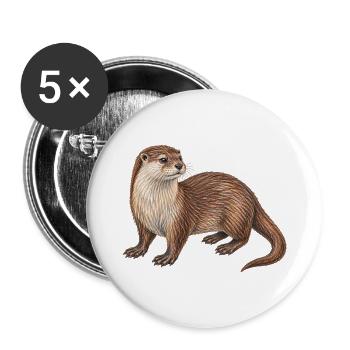Europäischer Otter - Buttons groß 56 mm (5er Pack) - Weiß - Vorne