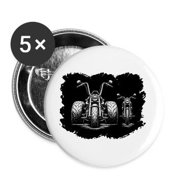 Trike vs Motorrad Biker - Buttons groß 56 mm (5er Pack) - Weiß - Vorne
