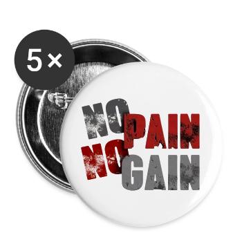No Pan No Gain Distressed Typografie - Buttons groß 56 mm (5er Pack) - Weiß - Vorne