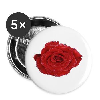 Crimson Dew Rose - Buttons groß 56 mm (5er Pack) - Weiß - Vorne