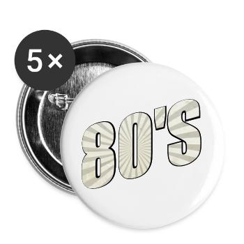 80er Jahre - Buttons groß 56 mm (5er Pack) - Weiß - Vorne