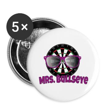 Mrs. Bullseye - Buttons groß 56 mm (5er Pack) - Weiß - Vorne