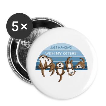 Otter Team Wildtiere Freundschaft Tierhumor - Buttons groß 56 mm (5er Pack) - Weiß - Vorne