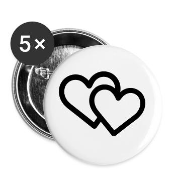 Doppelherz - Buttons groß 56 mm (5er Pack) - Weiß - Vorne