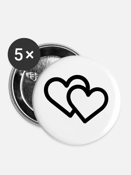 Doppelherz - Buttons groß 56 mm (5er Pack) - Weiß