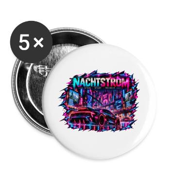 Nachtstrom Neonrenner Stadt - Buttons groß 56 mm (5er Pack) - Weiß - Vorne