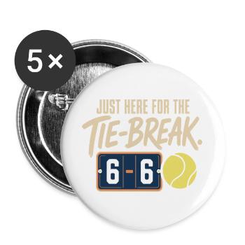Tie-Break 6-6 Anzeigetafel Retro Tennis - Buttons groß 56 mm (5er Pack) - Weiß - Vorne