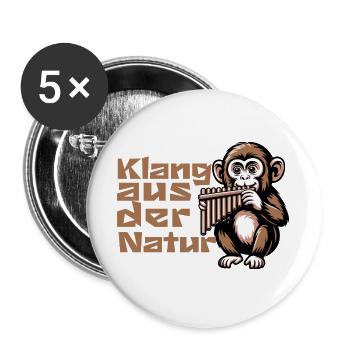 Panflöte - Klang aus der Natur Affe - Buttons groß 56 mm (5er Pack) - Weiß - Vorne