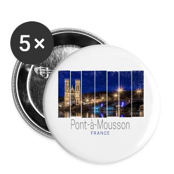 Pont a Mousson in Frankreich Vintage Panorama - Buttons groß 56 mm (5er Pack) - Weiß - Vorne