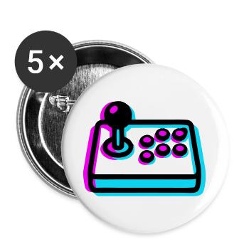 Cyan Arcade Stick Glitch Grafik - Buttons groß 56 mm (5er Pack) - Weiß - Vorne