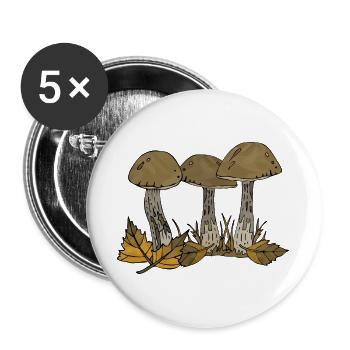 Pilze - Buttons groß 56 mm (5er Pack) - Weiß - Vorne