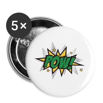 Pow Burst Pop Art - Buttons groß 56 mm (5er Pack) - Weiß - Vorne
