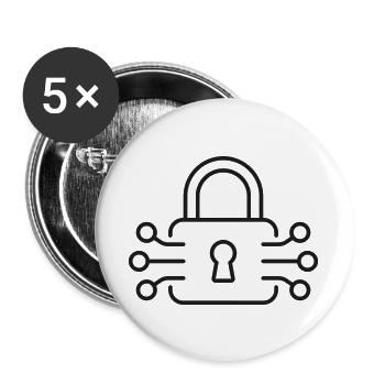 Cybersicherheit Vorhängeschloss-Netzwerk-Linien-Symbol - Buttons groß 56 mm (5er Pack) - Weiß - Vorne