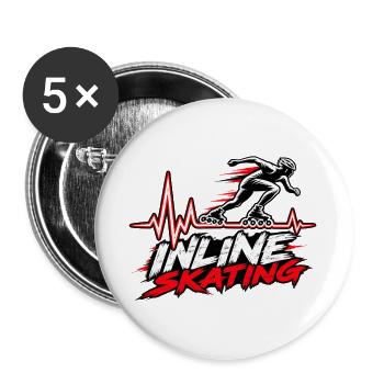 Inline Skating Herzschlag – Skating - Buttons groß 56 mm (5er Pack) - Weiß - Vorne