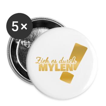 Mylen als Durchhalten - Buttons groß 56 mm (5er Pack) - Weiß - Vorne