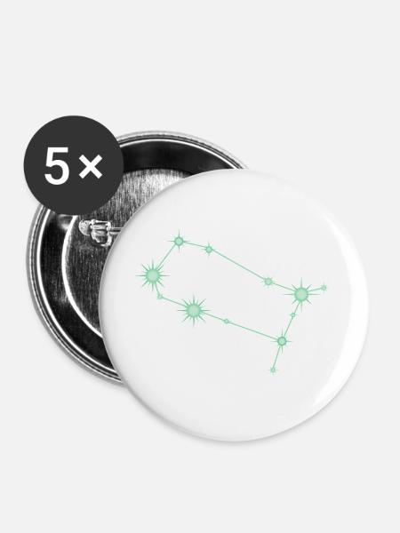 Zwilling, Sternbild, Tierkreiszeichen Grün - Buttons groß 56 mm (5er Pack) - Weiß