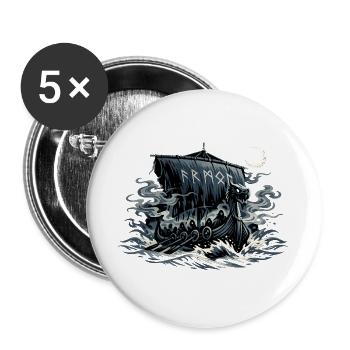 Nachtviking Drachenboot - Buttons groß 56 mm (5er Pack) - Weiß - Vorne